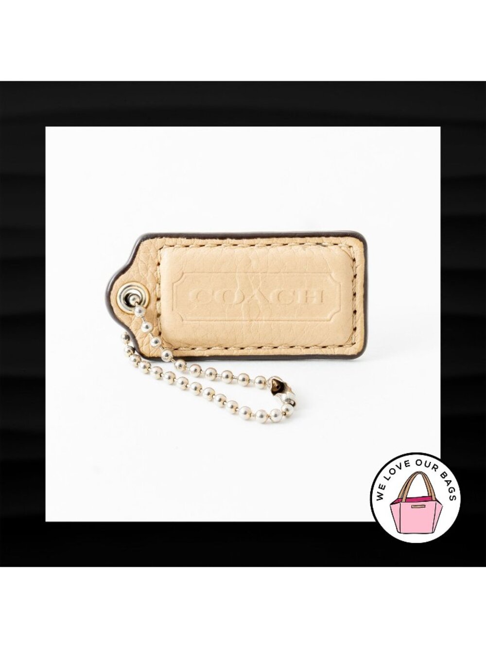 2" Medium COACH TAN LEATHER KEY FOB BAG CHARM KEYCHAIN HANGTAG TAG